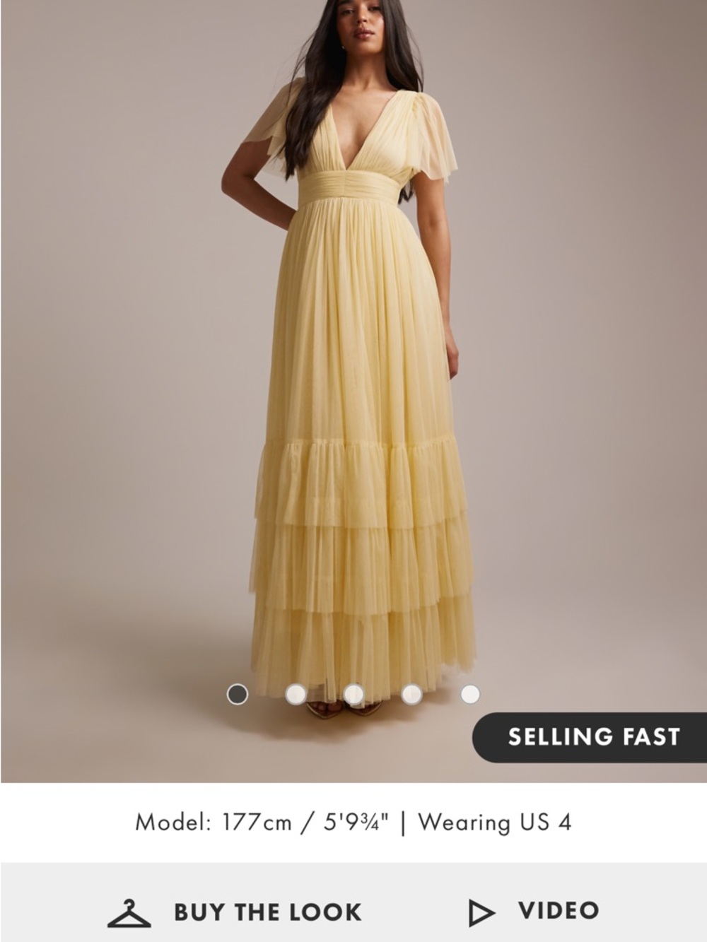 ASOS Pale Yellow Tiered Tulle Maxi Dress